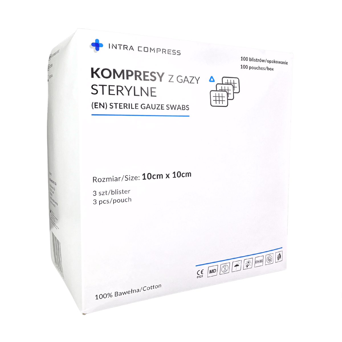 Jałowy kompres z gazy 10x10cm 17N 8W 3szt. IntraMED op.zbiorcze