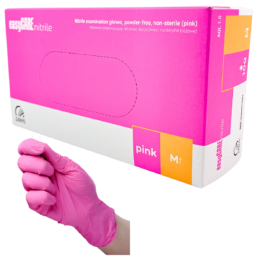 Rękawiczki nitrylowe bezpudrowe RÓŻOWE 100szt. easyCARE pink M Zarys