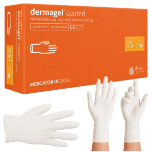 Rękawiczki lateksowe bezpudrowe Dermagel Coated Mercator Medical