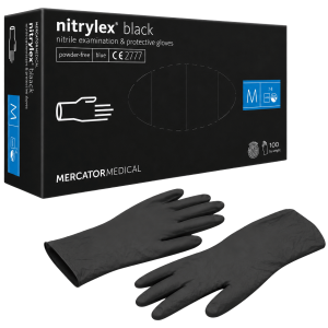 Rękawiczki nitrylowe czarne bezpudrowe Nitrylex Black Mercator Medical