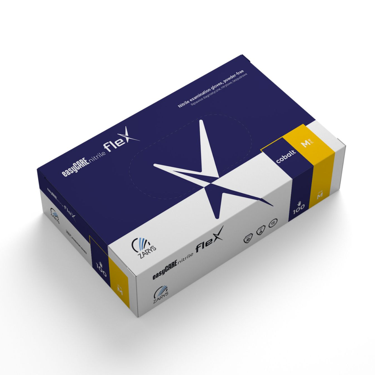 Rękawiczki nitrylowe diagnostyczne KOBALTOWE 100szt. easyCARE flex Zarys - M (7-8)