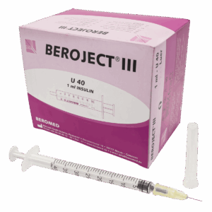 STRZYKAWKI INSULINOWE U40 z igłą 1ml G30x8mm Beroject III 100szt KDM