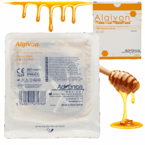 Opatrunek alginianowy z miodem Manuka jałowy 10×10 cm Algivon 1szt