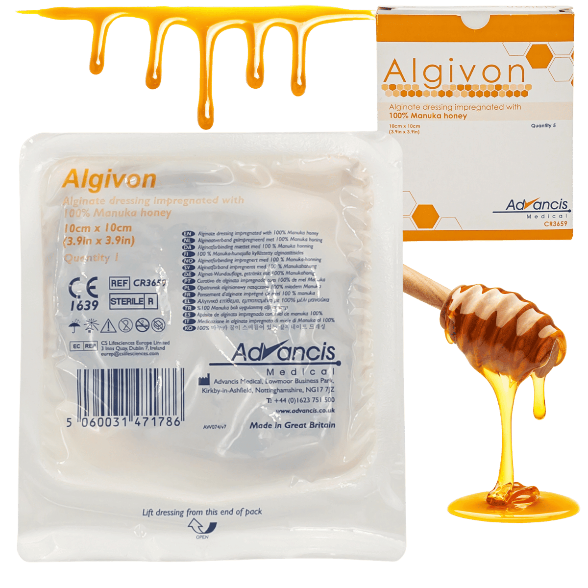 Algivon opatrunek Manuka Honey + Alginian 10x10cm 1szt