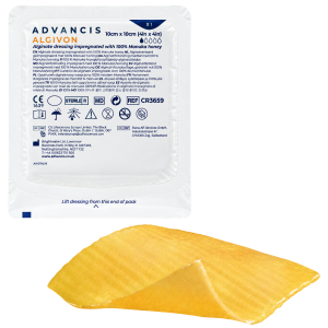 Opatrunek alginianowy z miodem Manuka jałowy 10×10 cm Algivon 1szt
