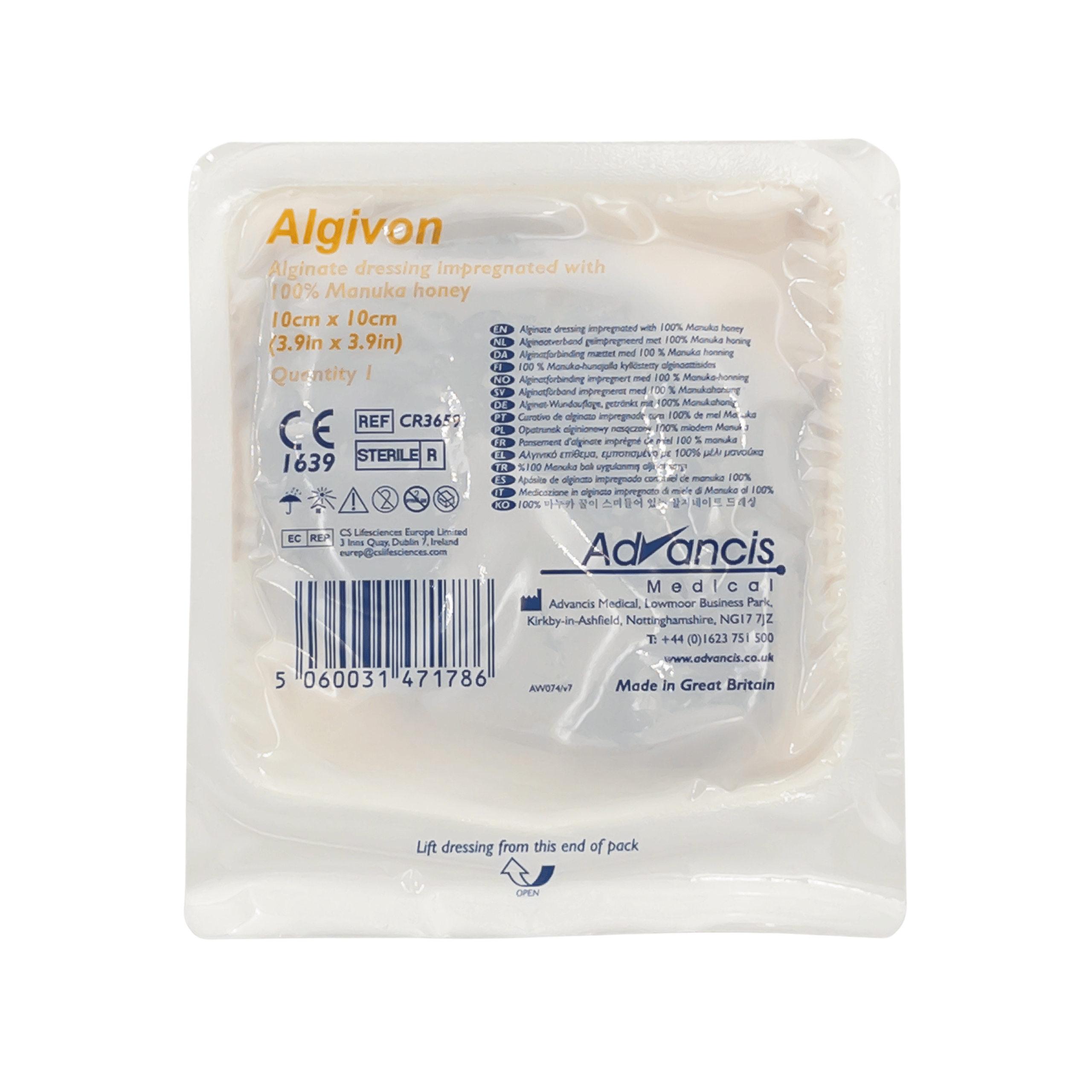 Algivon opatrunek Manuka Honey + Alginian 10x10cm 1szt