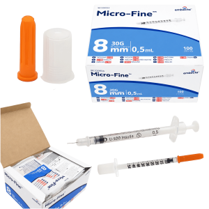 Strzykawki insulinowe zespolone z igłą 0,3x8mm MICRO-FINE 100szt