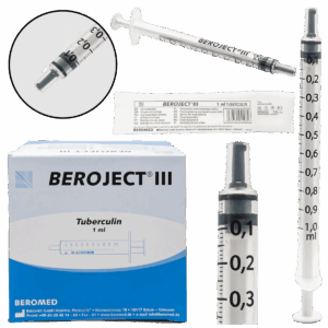 Strzykawki 1ml tuberkulinowe sterylne Luer Beroject III KDM 100szt