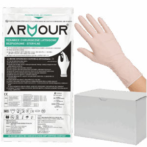 Rekawiczki lateksowe Armour bezpudrowe