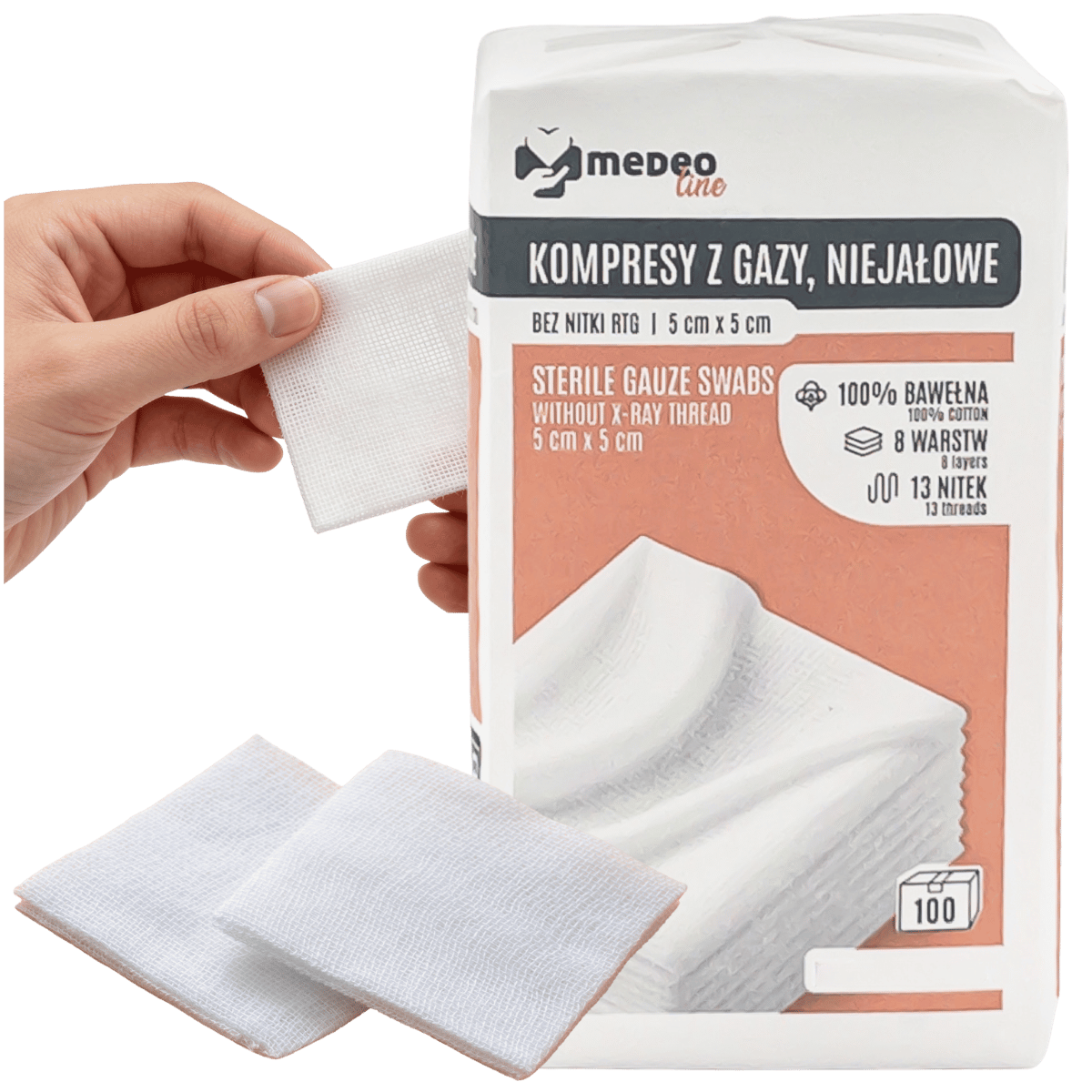 Kompresy z gazy niejalowe Medeoline
