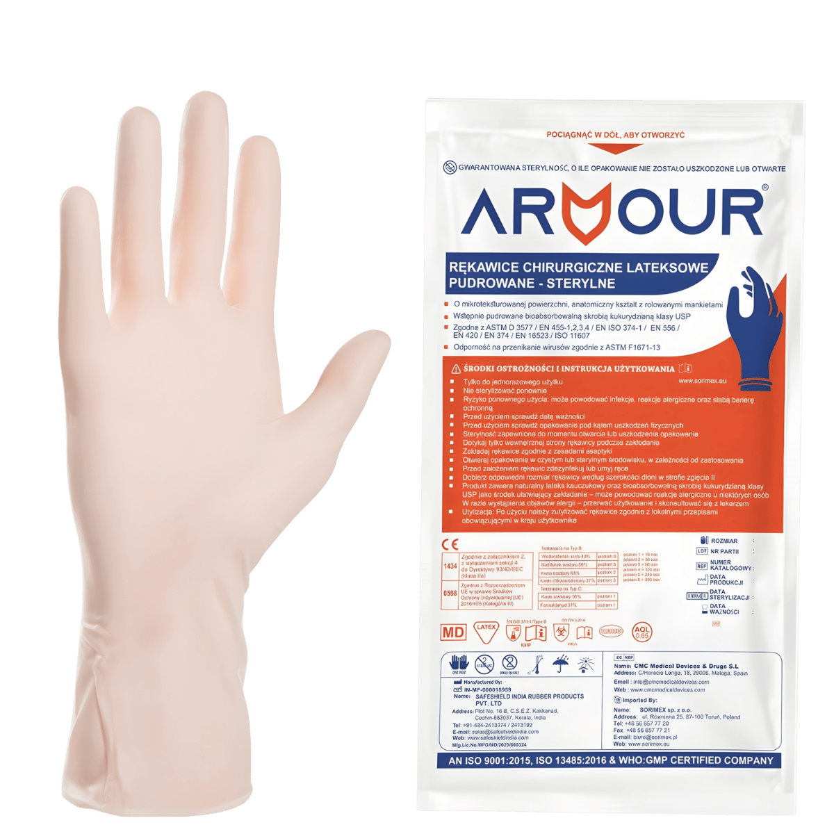 Rekawiczki lateksowe Armour pudrowane