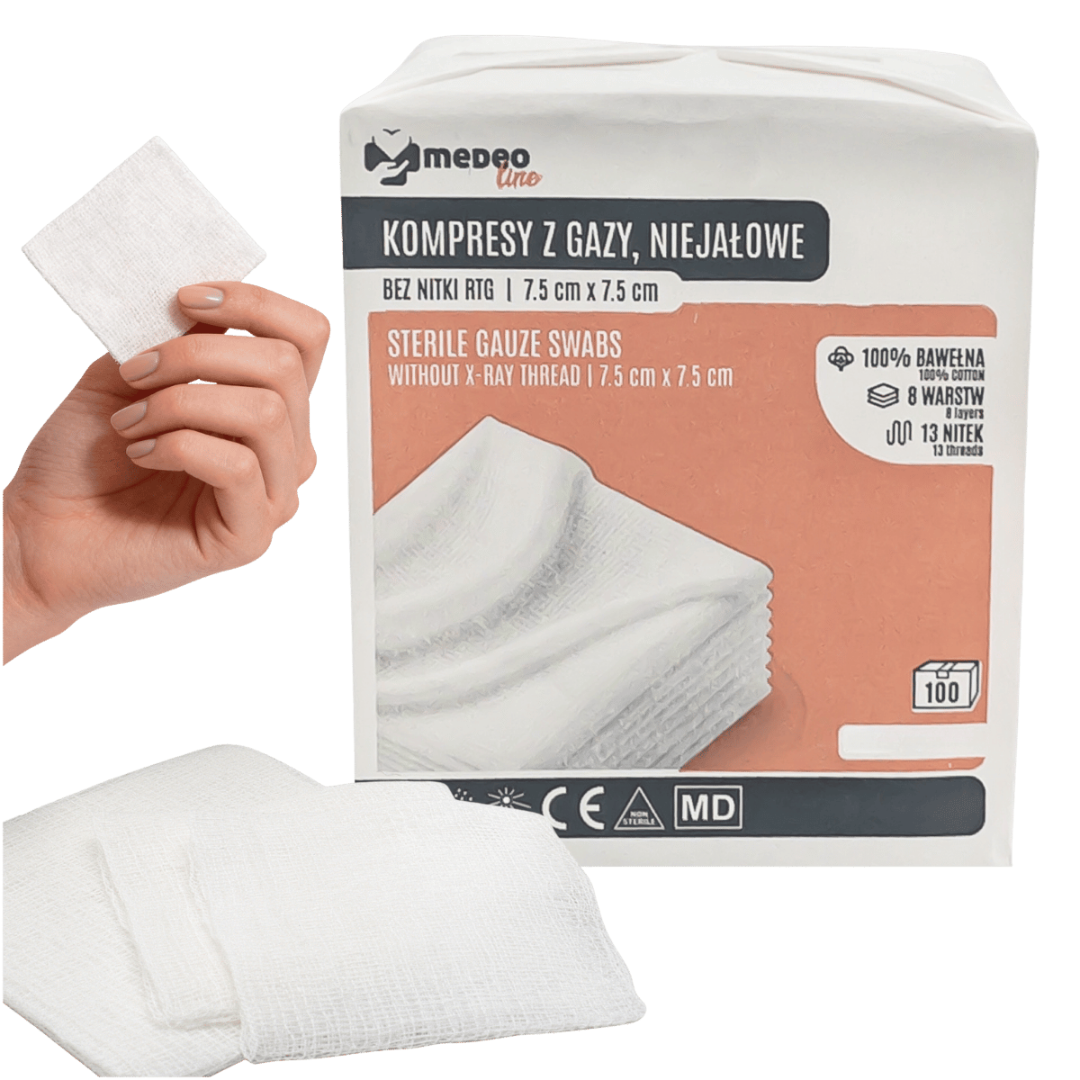 Kompresy z gazy niejalowe Medeoline