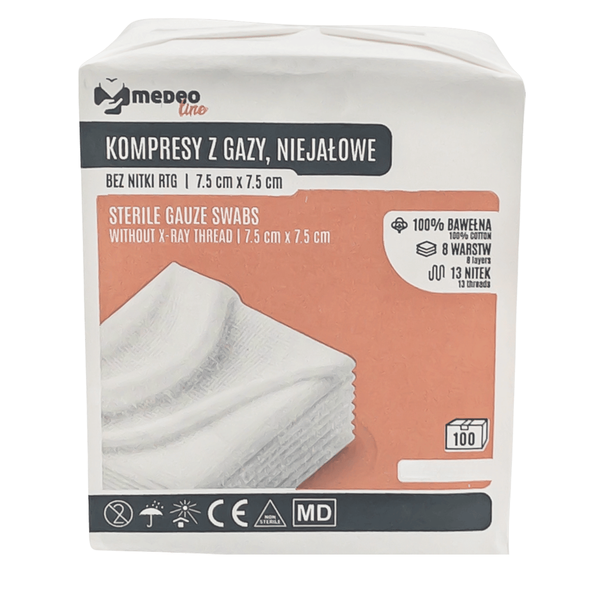 Kompresy z gazy niejalowe Medeoline