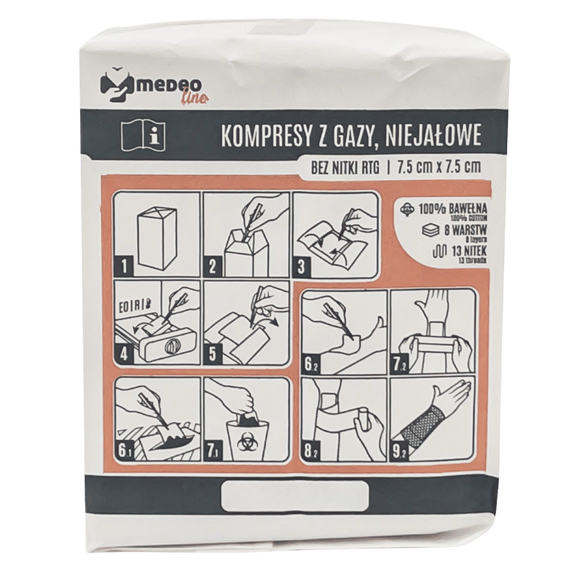 Kompresy z gazy niejalowe Medeoline