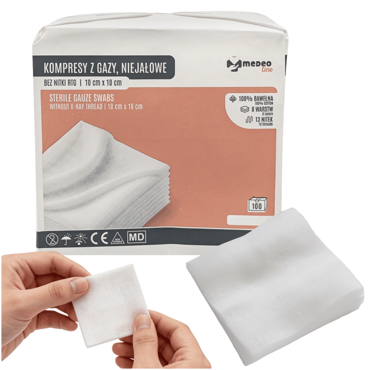 Kompresy z gazy niejalowe Medeoline