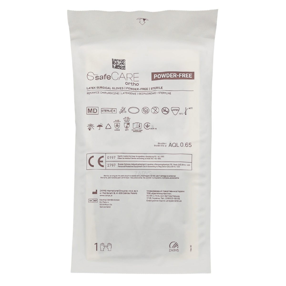 Rekawiczki lateksowe Ortho jałowe brazowe