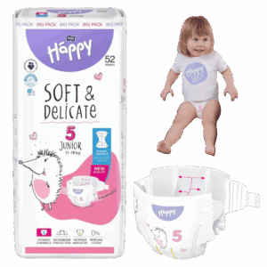 Pieluszki pieluchy dla dzieci Happy JUNIOR Soft&Delicate 5 (11-18kg) 52szt