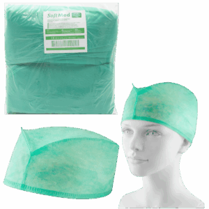 Czepek medyczny na troki typu furażerka włókninowy 25g/m2 100szt ZIELONY SoftMed