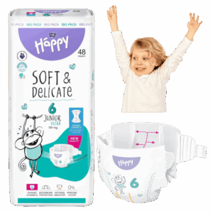Pieluszki pampersy dla dzieci JUNIOR Extra Soft & Delicate 6 (+15kg) 48szt