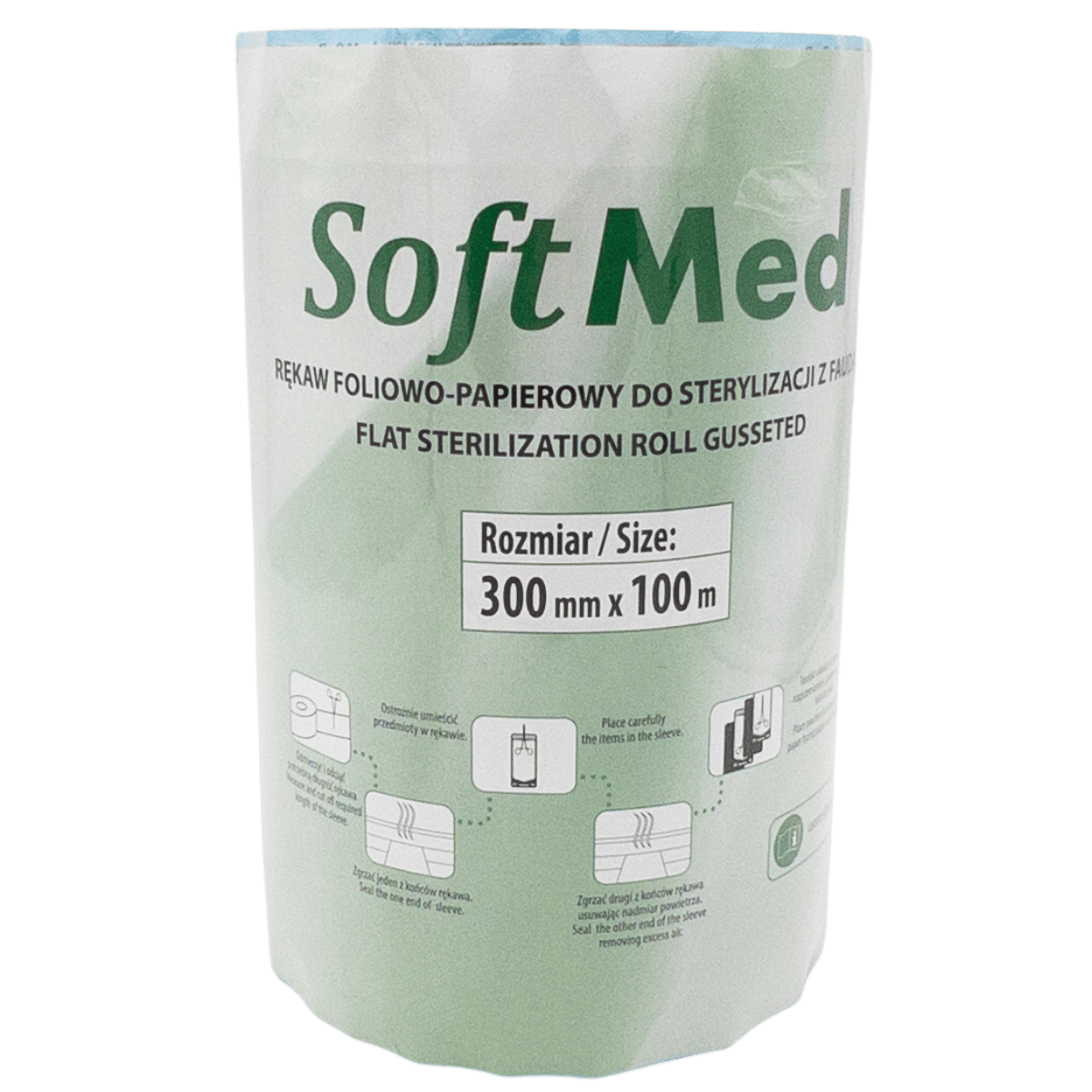 Rekaw do sterylizacji z FALDA 300mm x 100m Softmed