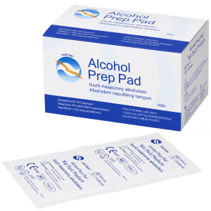 Gaziki do dezynfekcji 65x56mm z alkoholem 100szt Prep Pad