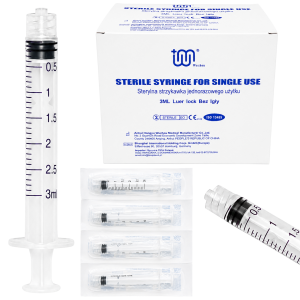 Strzykawki 3 czesciowe 3ml Luer Lock