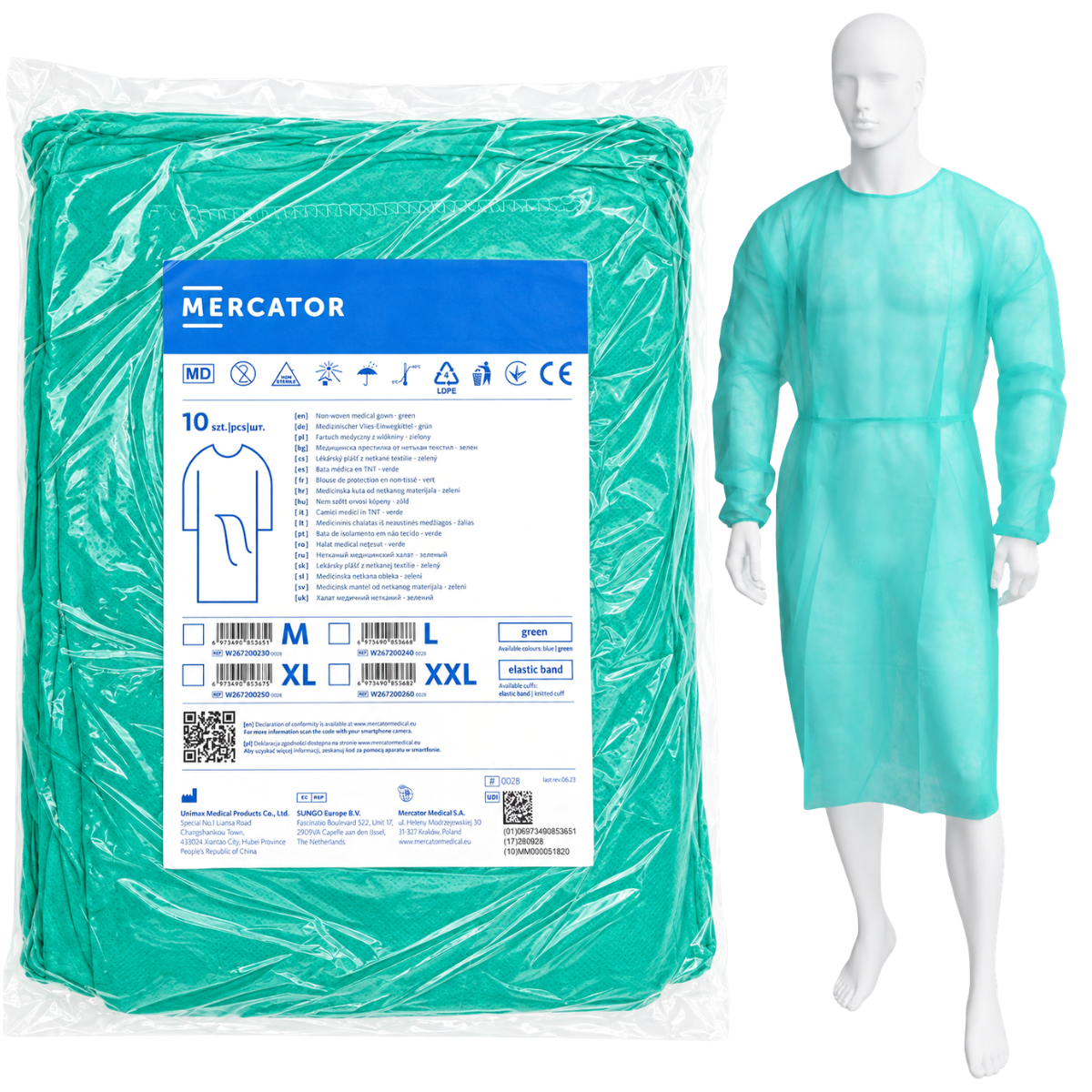 Fartuch wlokninowy z gumkami Mercator Medical